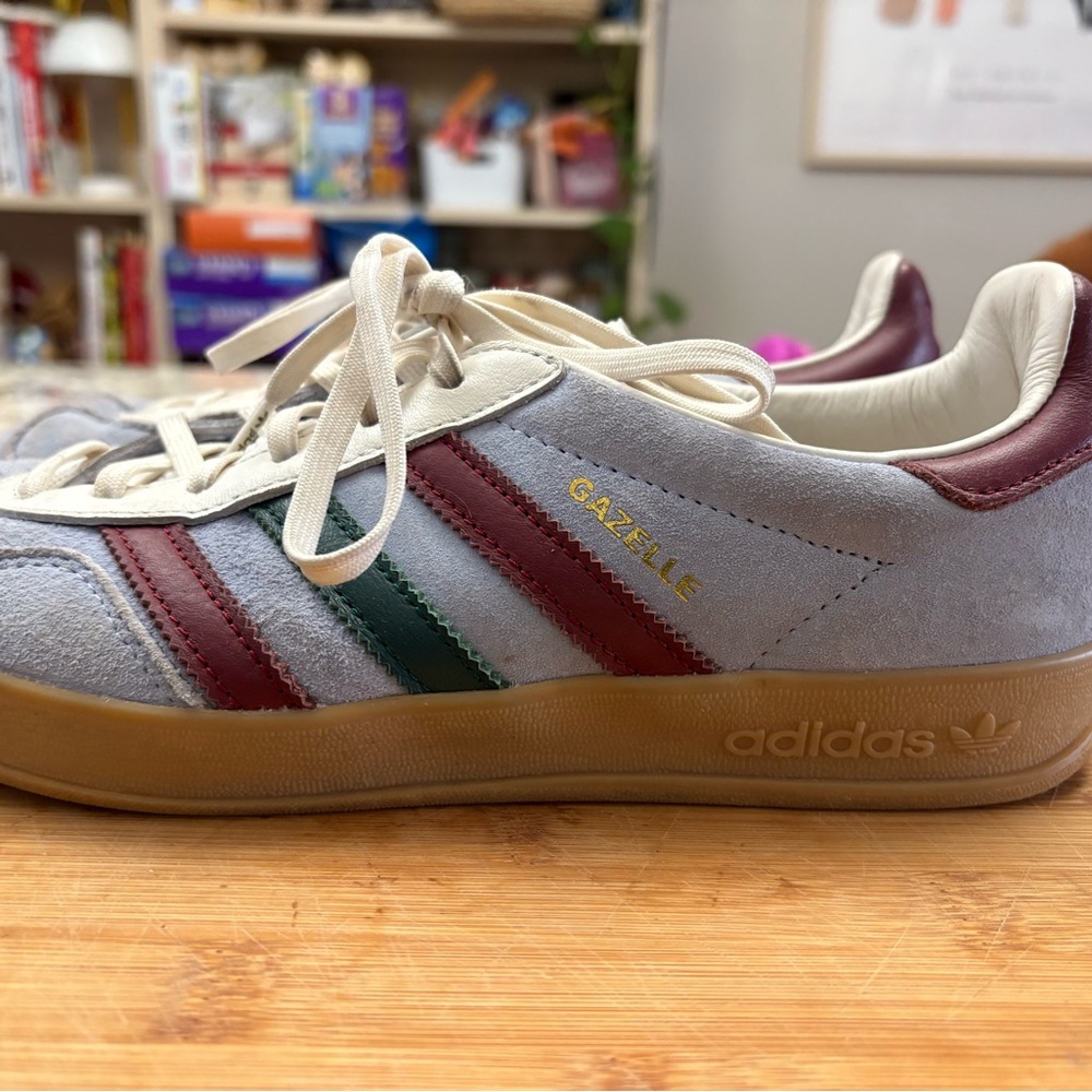adidas Gazelle Sneakers in Gray, Red, and Green